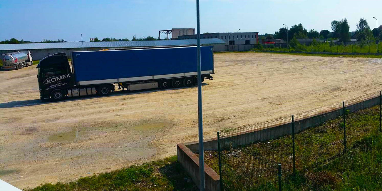 Truck staying in parking lot
