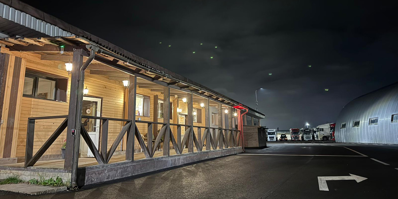 Restaurant outside at night
